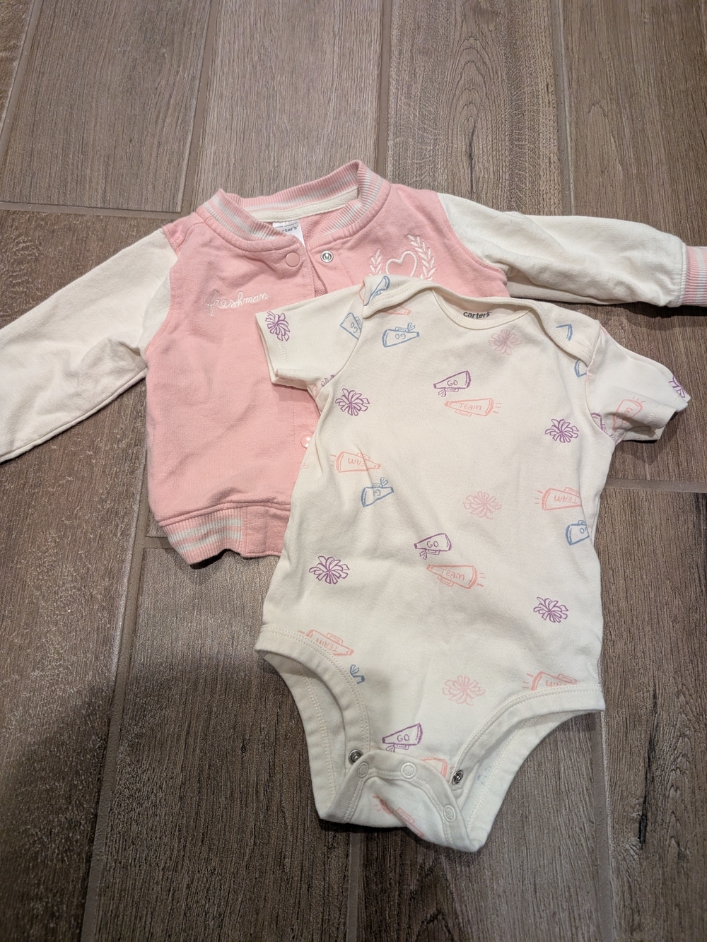 Carter's Pink Jacket and Cream Printed Bodysuit Set